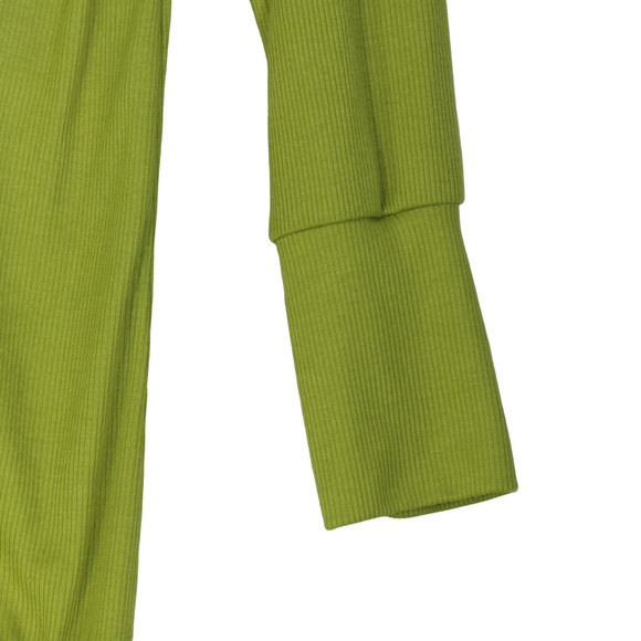 Ribbed Cardigan Sweater Womens Large Green Snap Close Tunic Long Stretch - Picture 4 of 7